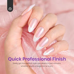 Beetles French Gel Nail Tips -White French Tip Press on Nails Medium Almond Pre-applied Tip Primer & Base Coat, No Need to File Fake Nails Pink Valentine's Day Gift for Women