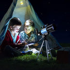 AOMEKIE Telescopes,70mm Aperture 300mm Table Tripod, Astronomical for Beginners,2 Eyepieces 150X with Smartphone Adapter Moon Filter 3X Barlow