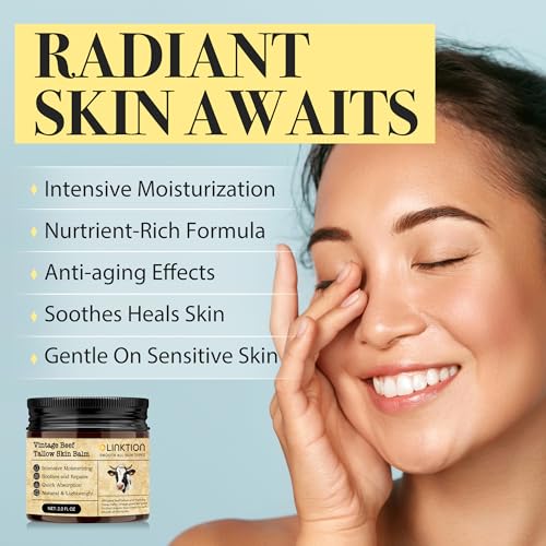 Beef Tallow Honey Balm for Skin:100% Grass-Fed Beef Tallow Moisturizer For Face and Body Vintage Tallow Balm With Olive Oil Manuka Honey For Sensitive Dry Skin Repair - 2 oz