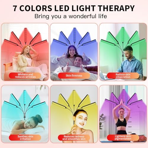 Red Light Therapy for Face Body, 5 Heads Red Infrared Light Therapy Device, 7Colors Full Body Red Light Therapy Devices, 660nm and 850nm Near Infrared for Face,Muscle,Body,Skin