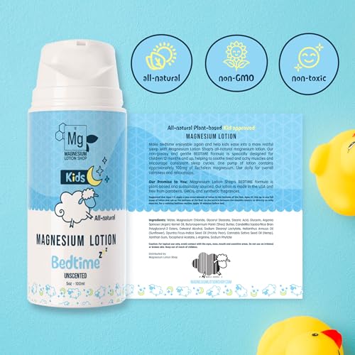 Unscented Magnesium Lotion for Kids | 5oz Bottle with 250mg in each Teaspoon | We use Natural Shea Butter in Our Paraben-Free Magnesium Lotion for Sleep
