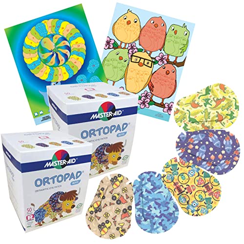 Ortopad® Bamboo Boys Eye Patches, 100-Pack (Regular Size, 4+ yrs) 2 Boxes and 2 Posters
