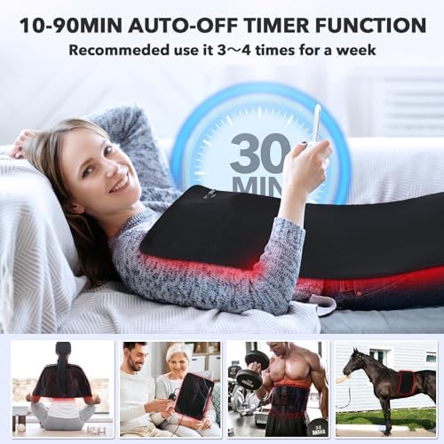 Red Light Therapy for Body, 31" * 11" Red Light Therapy Pad, Dual Chip Grade 360 LEDs 660nm & 850nm Infrared Light Therapy for Body Back Waist Shoulder Knee Joint Pain Relief, Gift for Women Men
