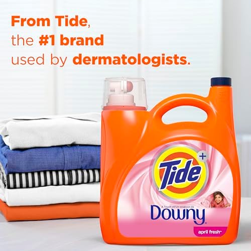 Tide Plus A Touch of Downy Liquid Laundry Detergent, April Fresh Scent, 105 fl oz, 74 Loads, HE Compatible