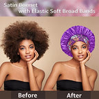 4 Pack Satin Bonnet Silk Bonnet for Sleeping Women, Hair Sleep Bonnets for Women, Wide Soft Band Sleep Cap for Curly Hair Braids
