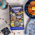 Bones Coffee Company Blueberry Blast Cake Flavored Coffee Beans, Whole Bean Coffee Medium Roast Low Acid, Blueberry Pancakes Flavor (12 oz)