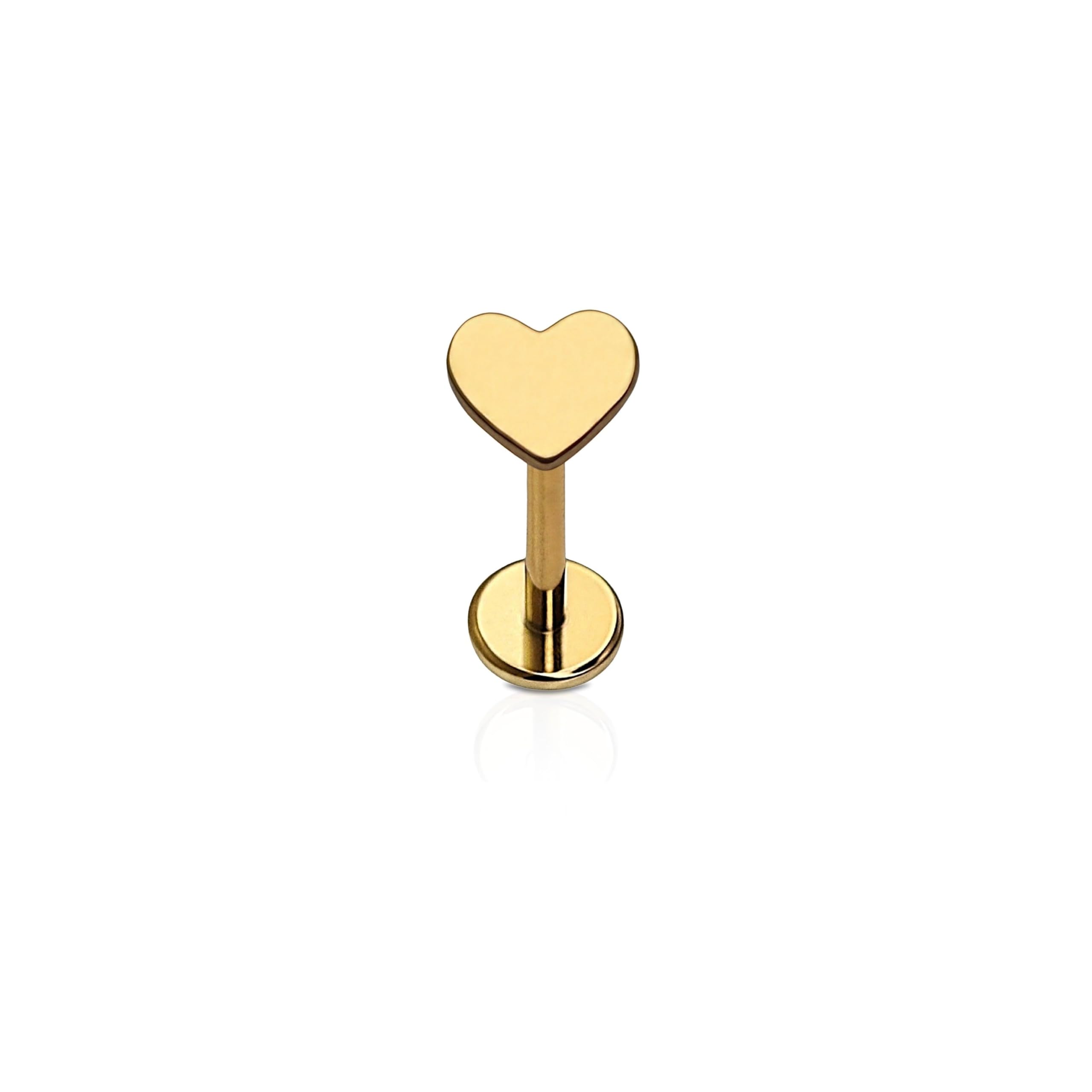 Cords Club Heart Flat Back Stud- Hypoallergenic Titanium Women's Earring
