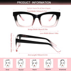 ZOECENT 6 Pack Oprah Style Reading Glasses for Women Blue Light Blocking Computer Square Readers with Spring Hinge (Mix Color, 1.75, x)