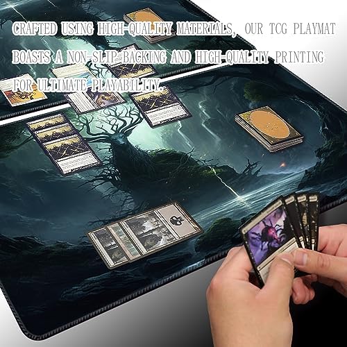 MTG Playmat Size 24x14in Free Storage Bags Non-Slip Backing, Ideal for Card Game Enthusiasts TCG Playmat (The Power of The Forest-No Deck)
