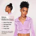 Lommel Messy Bun Hair Piece Short Curly Ponytail Extension Elastic Drawstring Loose Wave Curly Hair Buns Hair Piece Synthetic Hair Extensions Hair Bun for Women Daily Use(Black to Auburn Brown)