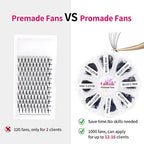 Premade Fans Eyelash Extensions 1000pcs Promades Eyelash Volume Lash Extensions Pointed Base Loose Fans Premade Lash Extensions Fans Handmade Pre Made Volume Lashes Mix (8D-0.07C, 9-16mm)