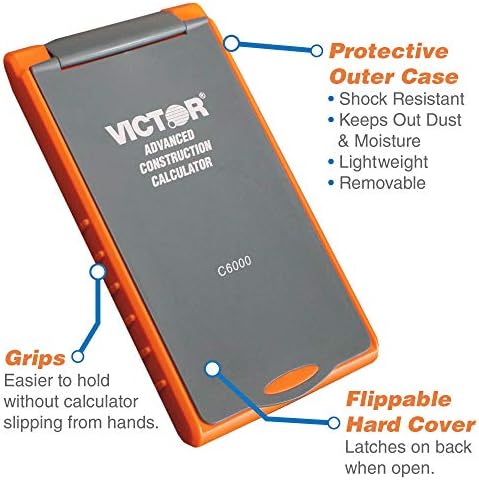 Victor C6000 Advanced Construction Calculator with Protective Case Displays in Fractional or Dimensional Forms Perfect for Carpenters, Renovators,Builders, Contractors, Estimators