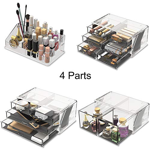 READAEER Makeup Cosmetic Organizer Storage Drawers Display Boxes Case with 12 Drawers(Clear)