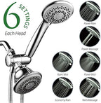 Hotel Spa AquaStorm 30-Setting SpiralFlo 3-Way High Pressure Luxury Shower Head/Handheld Showerhead Combo with Water Saving Economy Mode/Chrome