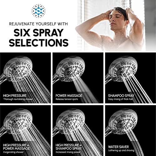 Luxury Spa Series, 6 Spray Settings 4.5 inch Hand Held Shower Head, Extra Long Stainless Steel Hose, MAXX-imize Your Shower with Showerhead in Polished Chrome Finish