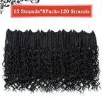 Liang Dian 8 Packs Box Braids Crochet Hair with Curly Ends 24 Inch Boho Crochet Hair Box Braids Goddess Braids Pre looped Crochet Hair for Black Women (24 Inch 1B)
