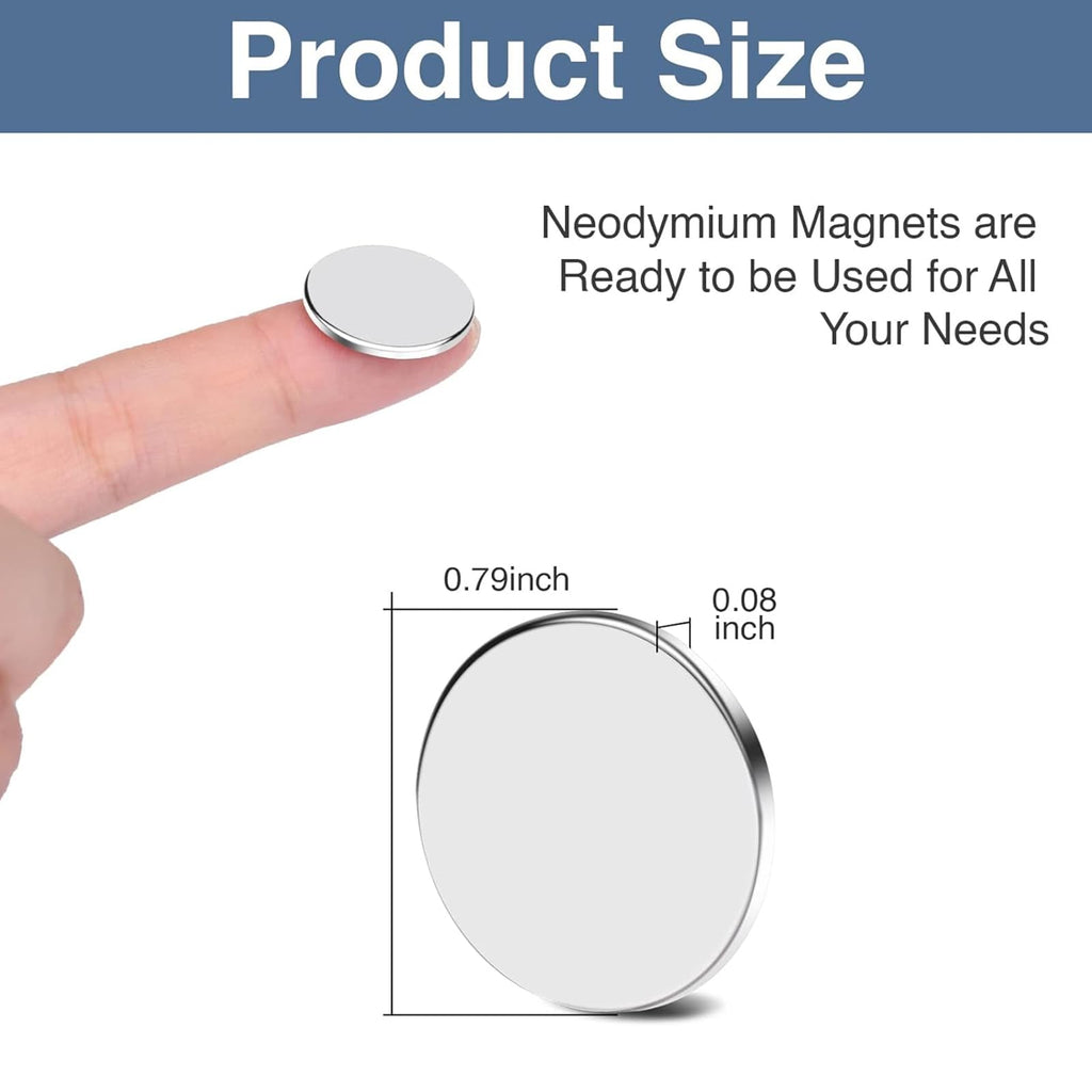 TRYMAG 20x2mm Super Strong Neodymium Disc Rare Earth Magnets, 40Pcs Small Round Refrigerator Magnets for Crafts, Office, Whiteboard, Dry Erase Board, Cabinets