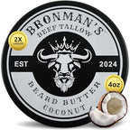 Beef Tallow Beard Butter for Men - 4oz - Hydrating Coconut Beard and Skin Balm with Shea Butter - Deeply Moisturizing Tallow