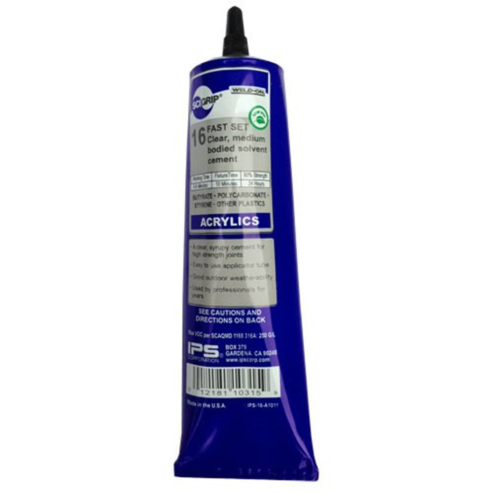 WELD-ON 16383 16 Acrylic Plastic Cement, Low-VOC, Medium Bodied and Fast-Setting, Clear, 5 fl oz Tube