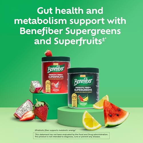 Benefiber Prebiotic Fiber + Superfruits Dietary Supplement, Strawberry Dragon Fruit Flavor, 8.8 oz (250g)