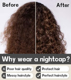 100% Mulberry Silk Bonnet for Sleeping for Curly Hair and Braids, Wrap with Adjustable Strap for Women and Men,Real Silk, Not Satin（1Pc,Black）