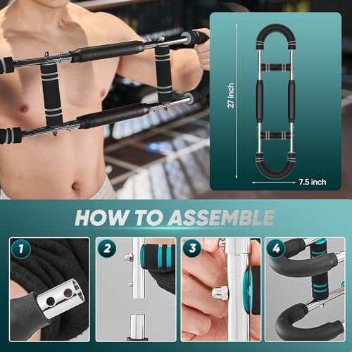 Twister Arm Trainer, Adjustable Spring Chest Expander and Forearm Strengthener, Triceps, Biceps, Shoulder, Back & Thigh Workout bar Equipment, Portable Upper Body Exerciser for Home Fitness