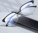 HOKETOP Blue Light Blocking Glasses for Men Anti-Fatigue Computer Monitor Gaming Glasses Prevent Headaches Glasses, Arrow Silver/Black