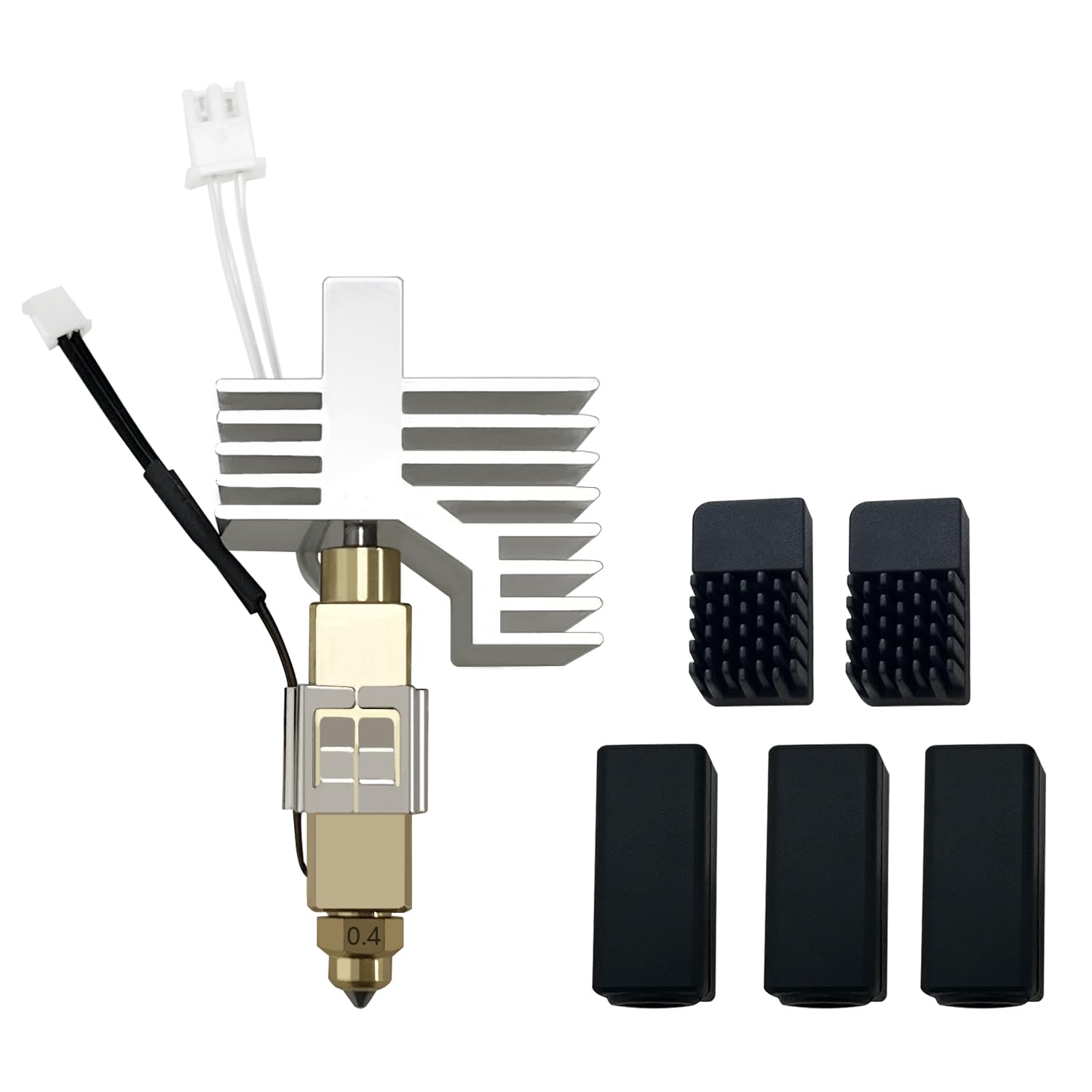 HzdaDeve 0.4MM Ceramic Hotend for Centauri Carbon Print Head Extruder Kit Hot End Heat Sink Hardened Steel Brass Nozzles with Extra 2PK Silicone Cover and 2PK Nozzle Brushes for Elegoo Centauri