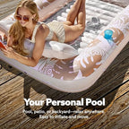 SLOOSH Inflatable Tanning Pool Lounger Float, 70" x 46" Pool Floats Adult with Pillow, 4 in 1 Suntan Tub Raft Floatie,Sunbathing Bed Lounge for Water Blow Up Kids Ball Pit Party Gifts, L-Golden White