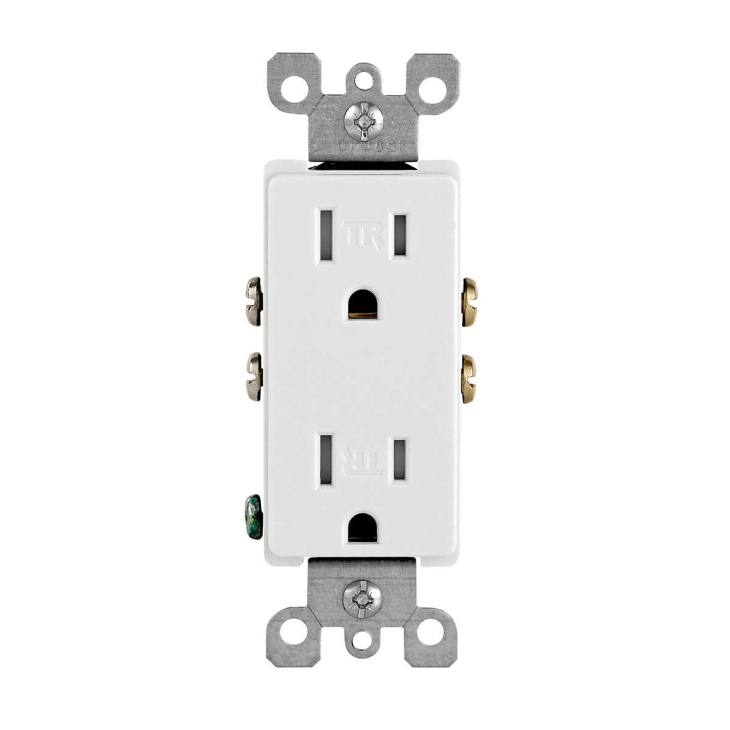 Leviton 15 Amp Decora Tamper-Resistant Duplex Electrical Wall Outlet, 10 Pack, T5325-WMP, White