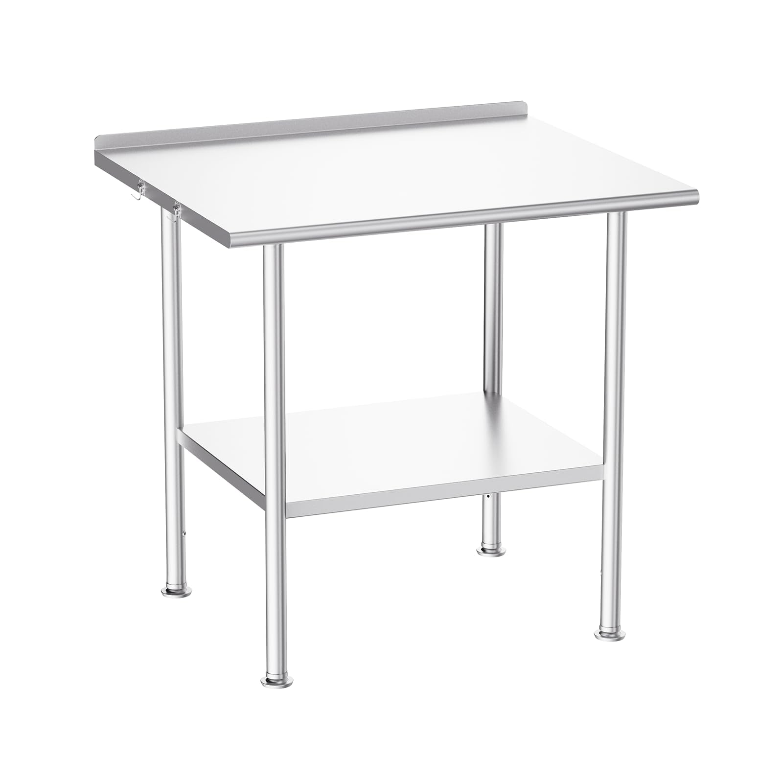 Atelicf All-Stainless Steel Prep Table, 30 X 36 Inch, with Rounded-Corner Backsplash and Adjustable Undershelf, Heavy-Duty for BBQ,Restaurants,Hotels,Workshops,Kitchens,Gardens, and Garages