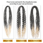 Boho Dread Synthetic Double Ended Dreadlock Extensions with Boho Box Braids 24inches 10 Strands Thin Soft Black to Blonde DE Dreadlock Extensions (Boho 10 Strands, T1B/613)