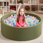 Ball Pit for Toddlers 35.43''x11.81 Baby Ball Pits Soft Memory Foam Ball Pit Round Kids Ball Pit Indoor Game Kids Play Ball Pool Ideal Gift for Girls and Boys (Sage Green, NO Balls)