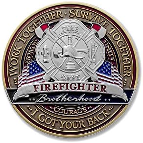 & Emblem - Firefighter Brotherhood Challenge Coin Saint Florian in Deluxe Display tin with Bonus polishing Cloth
