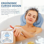 LuxStep Bath Pillow-Bathtub Pillow with Air Mesh Fabric & 6 Non-Slip Suction Cups, Bath Pillows for Tub Head, Neck and Back Support, Bath Accessories Spa Gifts, 17 * 17in, Blue