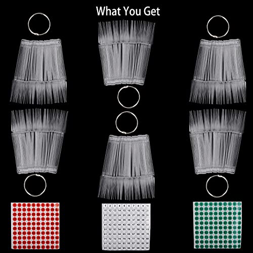 300 Pcs Nail Swatch Sticks with Ring, Stiletto Nail Polish Color Sample Sticks Display