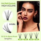 Bodermincer Large Tray 20D Cluster 0.07C,10 Lines,8-10-12-14mm Mixed,9-11-13-15mm Mixed, 10-12-14-16mm Mixed,Natural Long Individual Flare Lashes Cluster False Eyelashes (10-12-14-16mm Mixed)