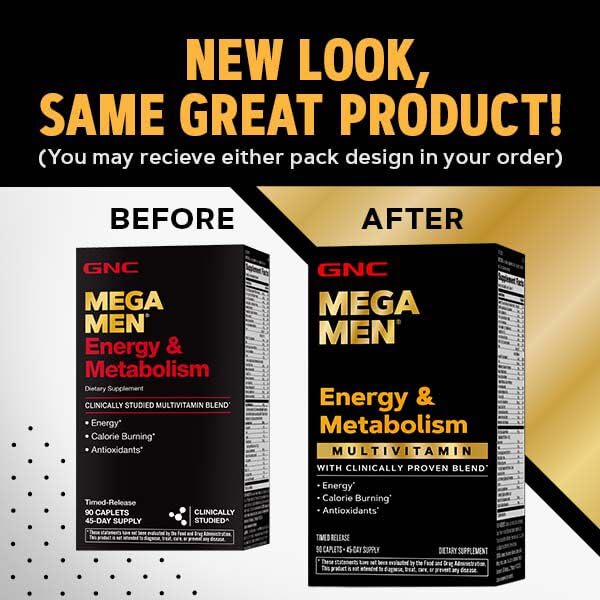 GNC Mega Men Energy & Metabolism Multivitamin | Antioxidants and Increased Calorie Burning | 90 Count