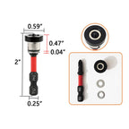 5pcs Magnetic Drywall Screw Setter Bits – Adjustable Depth PH2 Positioning Bits with Removable Aluminum Collar, S2 Steel Hex Shank for Sheetrock and Plasterboard Screws (10pcs 2")