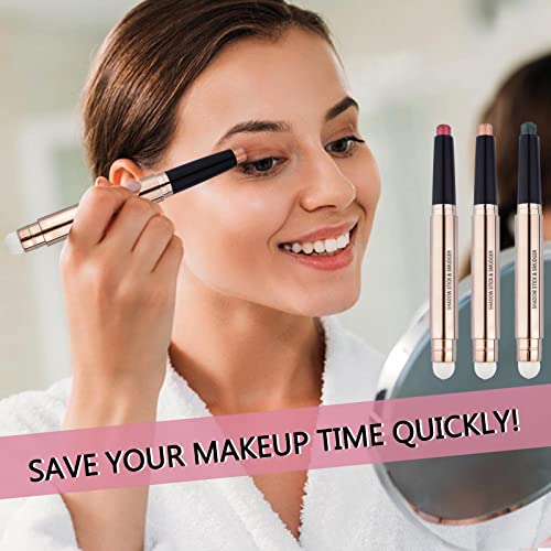 2 Pack Eyeshadow Stick and Cat Eye Black Mascara Set, Cream Shimmer Smooth Eyeshadow Pencil, Waterproof Hypoallergenic Volumizing Lengthening Mascara, Multi-Dimensional eyes Look