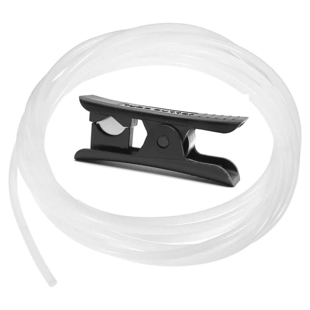 Asbrot Compatible with Bambu-Lab PTFE Tube 2.5mm ID×4mm OD, Length 5M/ 16.4ft, for BBL AMS X1/ X1C/ P1P/ P1S/ A1/ A1 Mini, Prusa MMU3/ Direct Drive Extruder (Cream Color), with Tubing Cutter