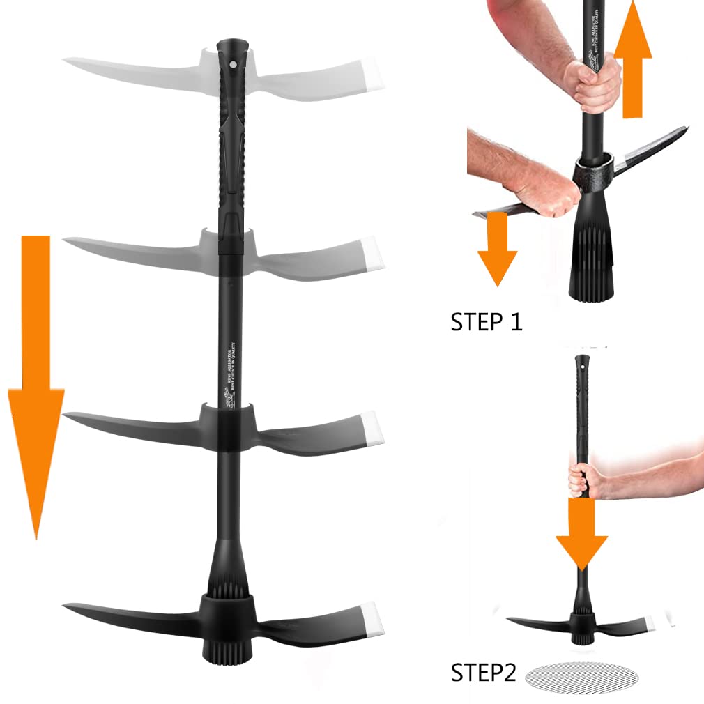 glorousamc Forged Adze Pick, Weeding Mattock Hoe Pick Mattock with Fiberglass Handle, Garden Pick, Great for Loosening Soil, Archaeological Projects (5LB-with 36" Fiberglass Handle)