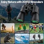 20x52 Binoculars for Adults High Powered - HD Large View Binoculars with Low Light Vision - Professional Binocular for Bird Watching Hunting Travel Cruise Outdoor Sports with Carrying Bag