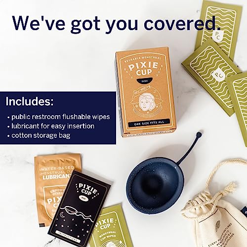 Pixie Soft Menstrual Disc - Ranked 1 for Most Soft Reusable Period Disc - Removable Stem - Wear for 12 Hours - Medical-Grade Silicone - Tampon, Pad, & Cup Alternative - Capacity of 6 Tampons