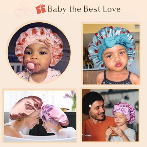 YANIBEST 2 PCS Toddler Bonnet Silk Satin Bonnet for Kids Sleeping Cap Curly Natural Hair Kids Bonnets for Girls Boys