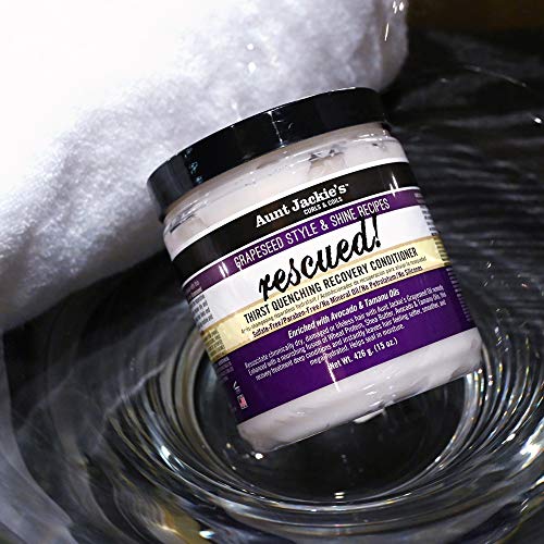 Aunt Jackie's Grapeseed Style and Shine Recipes Rescued Thirst Quenching Hair Recovery Conditioner Repair Treatment, Seals in Moisture, 15 oz