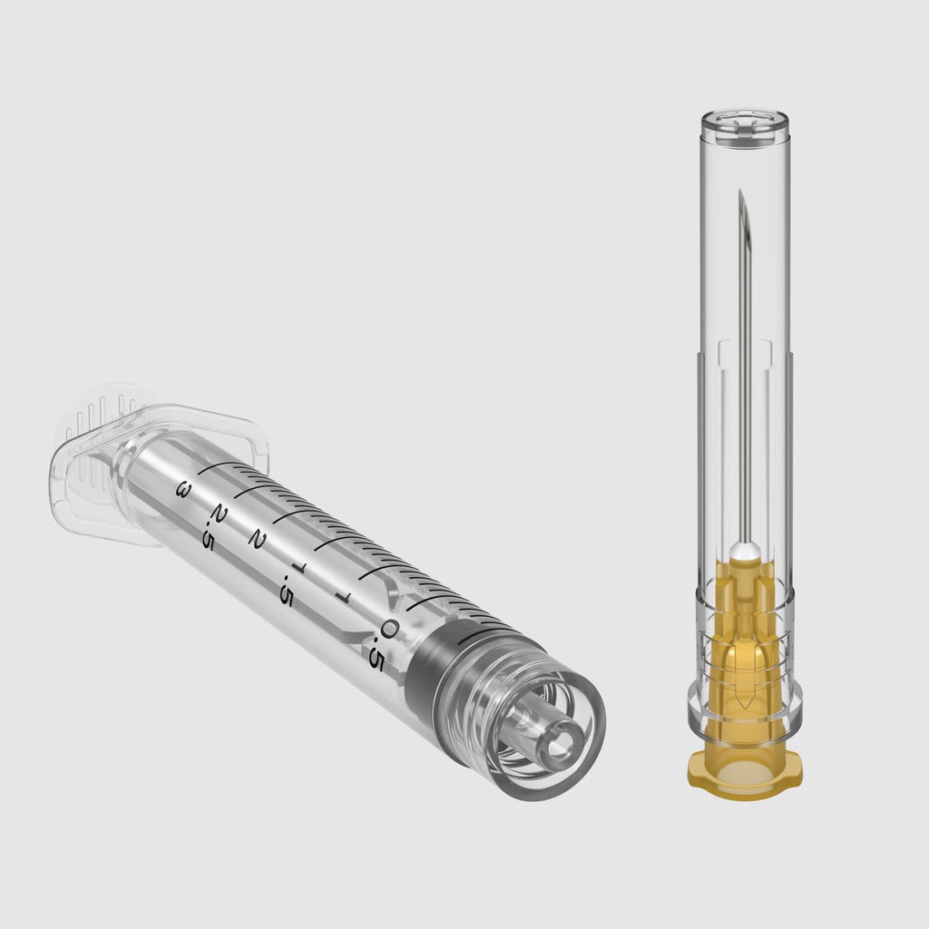 23 Gauge 1 inch Needle with Syringe(30 Pack), 3ml Luer Lock Syringes with Needle, Individual Package