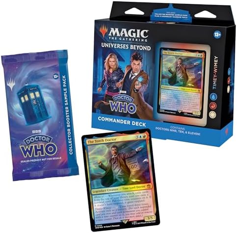 Magic The Gathering Doctor Who Commander Deck – Timey-Wimey (100-Card Deck, 2-Card Collector Booster Sample Pack + Accessories)