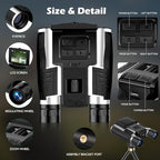 Digital Binoculars Camera, 2.4" LCD Display 12x Optical Zoom 8X Digital Zoom 48MP Pictures 2.5K Videos Camera with 32GB Card, Binoculars for Bird Watching Hunting Outdoor Adventures (DT40)