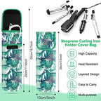 Shappy 2 Pieces Flat Iron Case Heat Resistant Travel Bag Hot Curling Iron Case Cover Holder Neoprene Straightener Holder and Silicone Hot Tools Flat Travel Sleeve(Frond Style)
